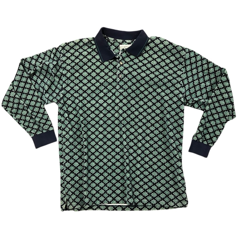 Vintage 80s/90s Grandpa Knit Long Sleeve Funky Polo Shirt / Sweatshirt NWT